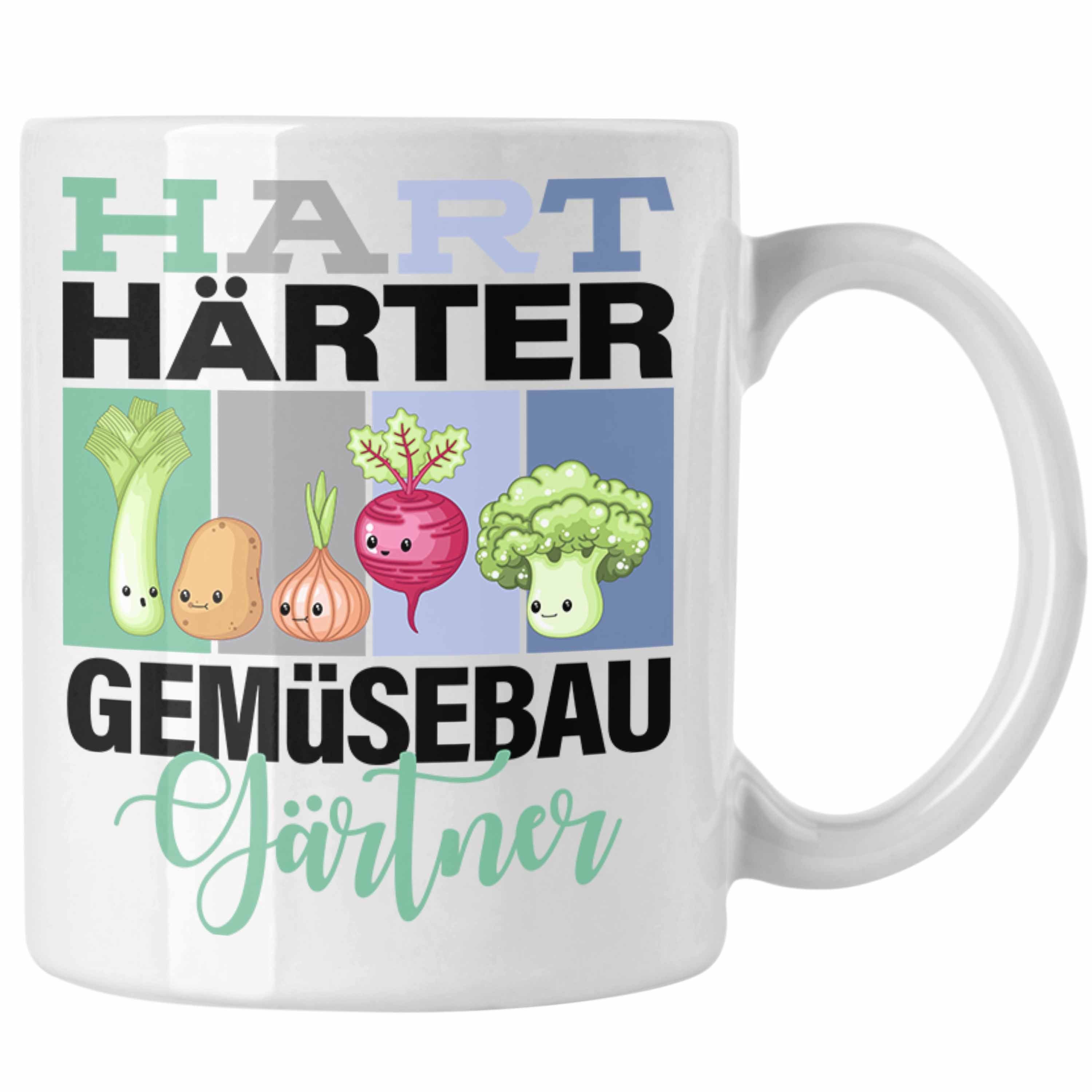 Trendation Tasse Lustige Tasse für Gemüsebaugärtner Geschenkidee Spruch "Hart Härter Ge Weiss
