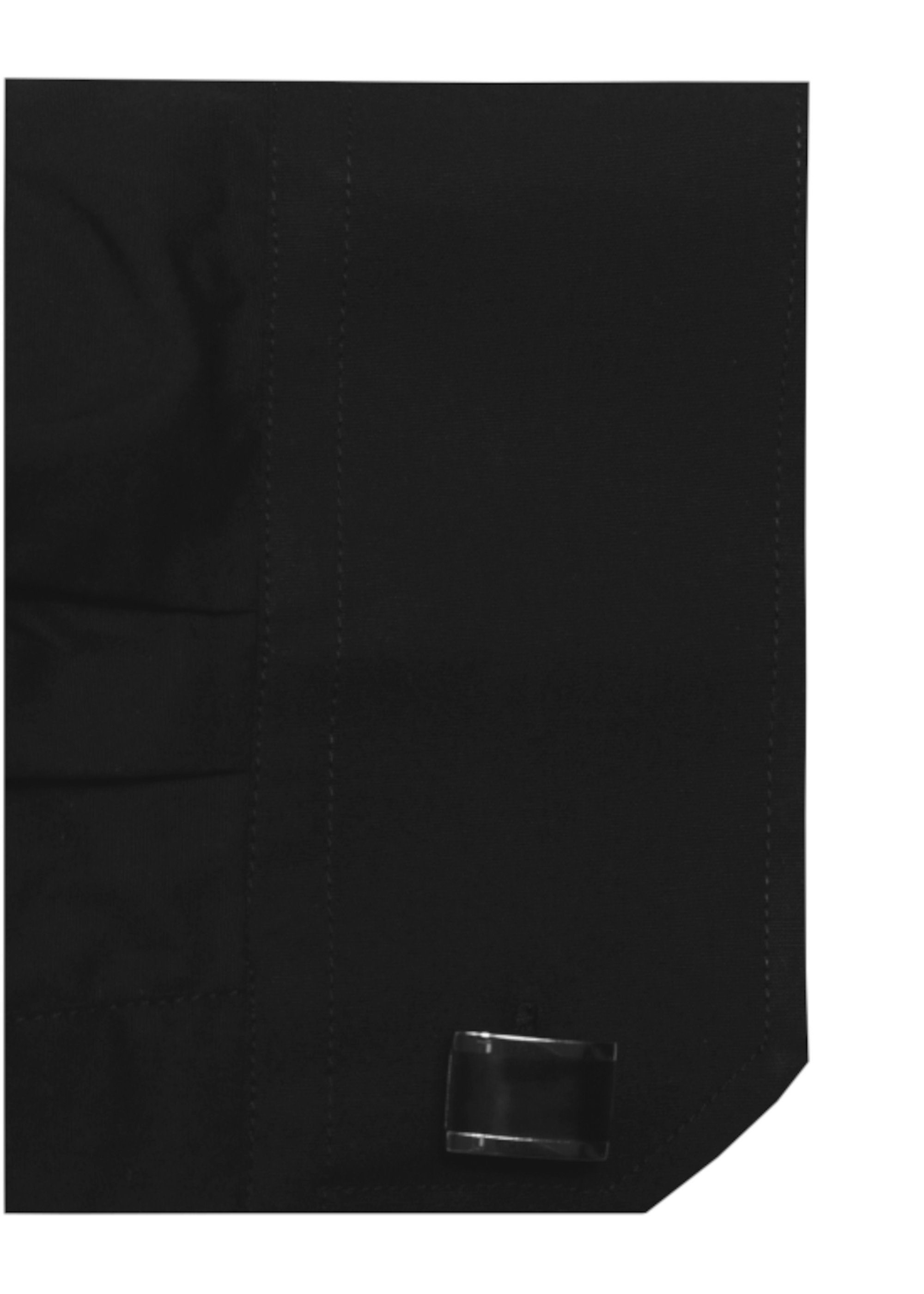 Mandarin Langarmhemd Huber EU in Fit-gerader schwarz Stehkragen, Regular Hemden Schnitt, Asia HU-0071 Made