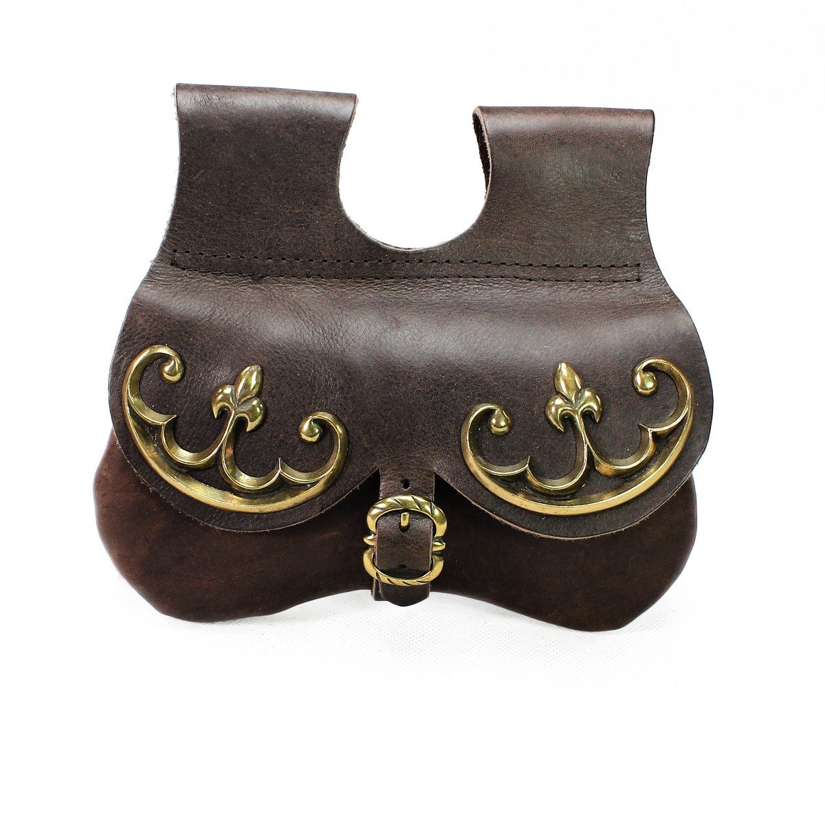 Pera Peris Ritter-Kostüm Spätmittelalter Nierentasche Braun messingfarbene Lilienbeschläge