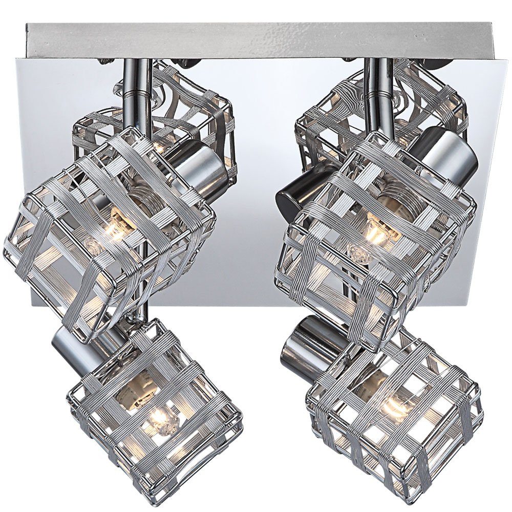 GLOBO LIGHTING Deckenspot, Leuchtmittel nicht inklusive, Deckenlampe Deckenleuchte Würfel-Design Chrom bewegliche Spots L 22