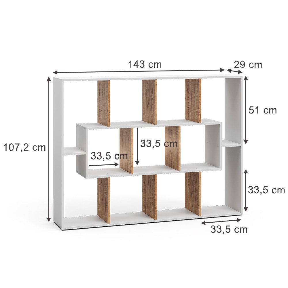 Vicco Raumteiler, Weiß/Goldkraft Eiche, 107.2 x 143 cm günstig online kaufen