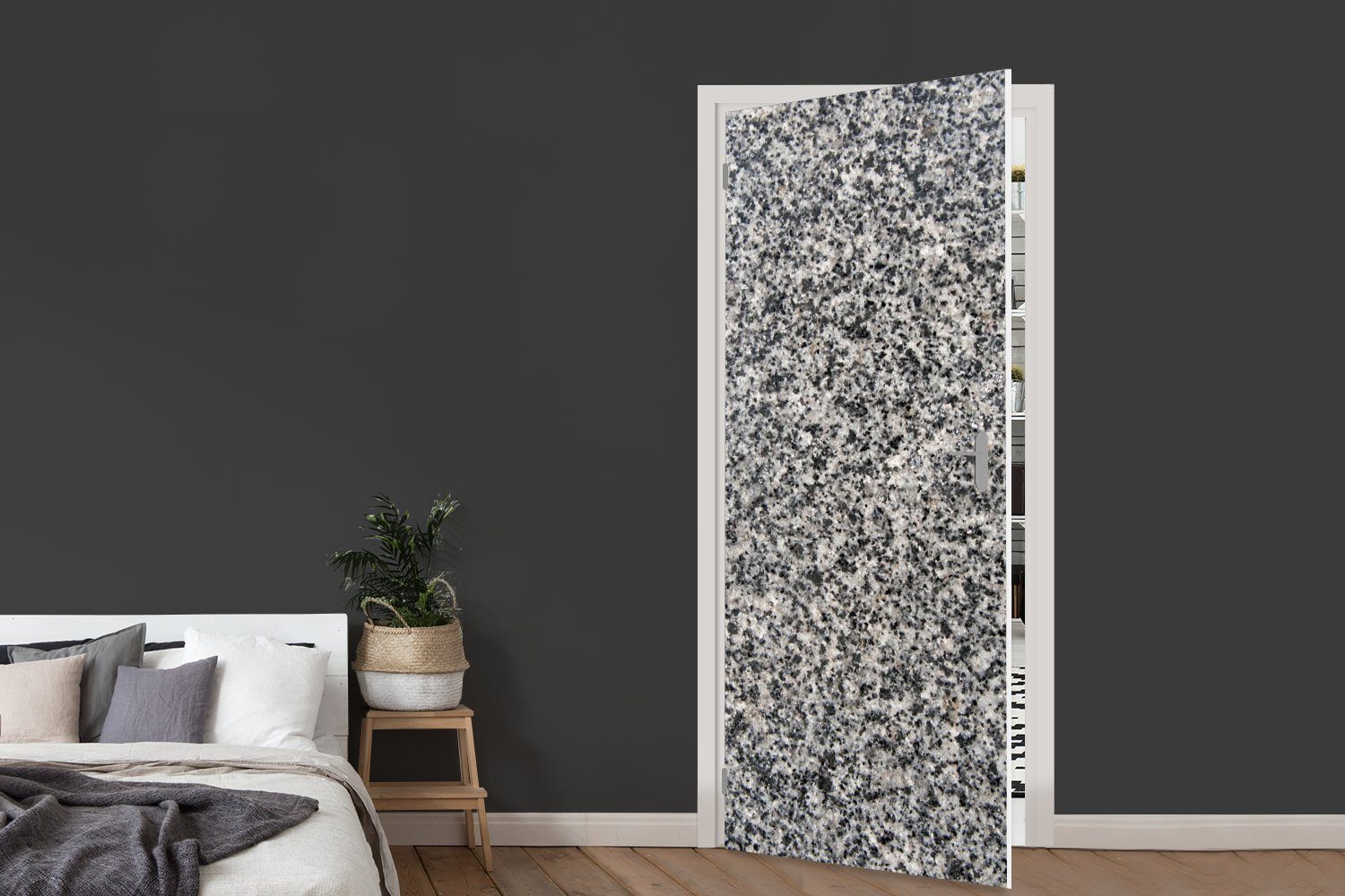 MuchoWow Türtapete Granit - Matt, für Industriell Grau, cm 75x205 St), (1 Tür, bedruckt, Fototapete Türaufkleber, - - Design
