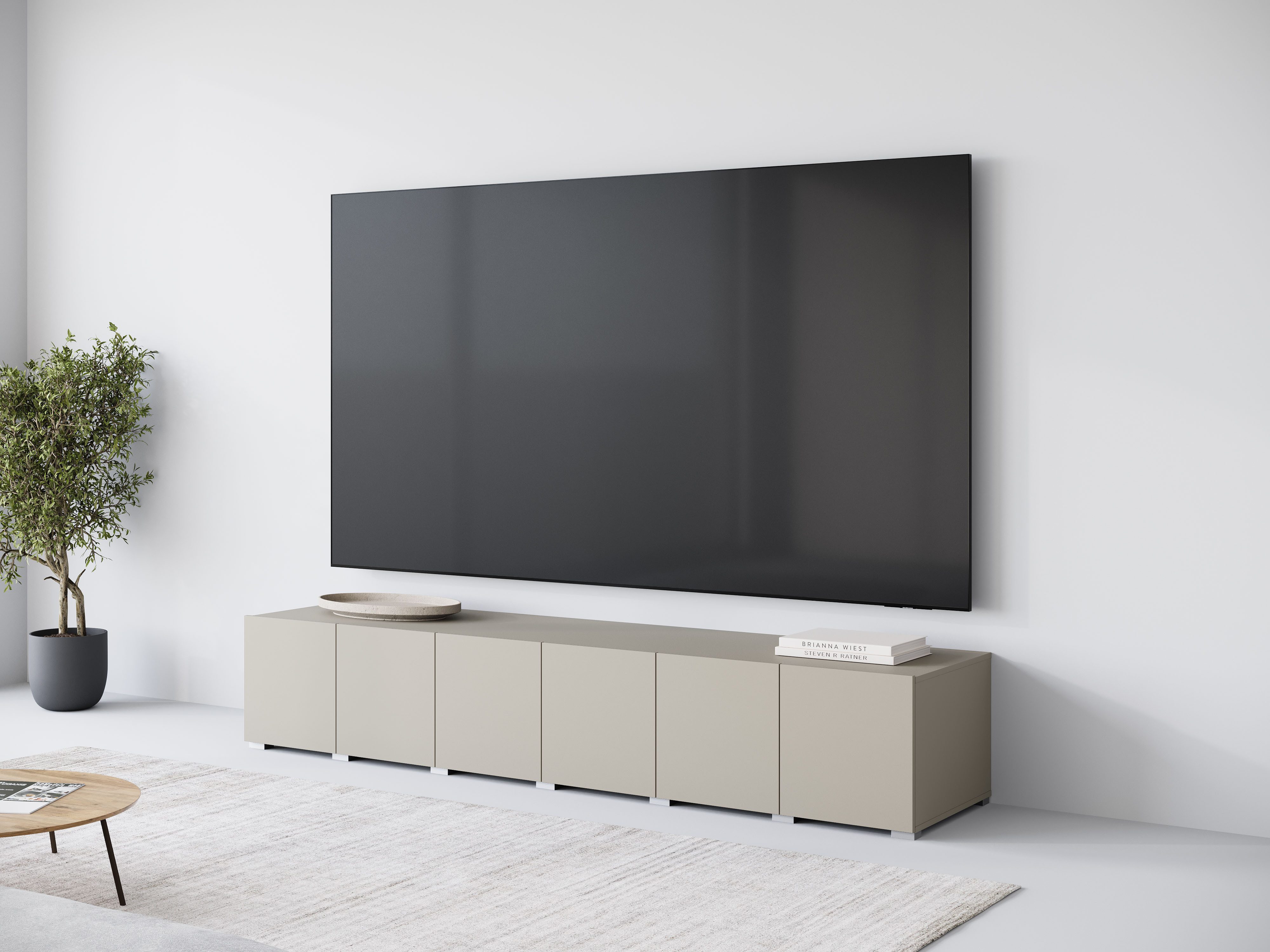 OTTO home Lowboard Denver Erlebe die Weltmeisterschaft im XXL-Format (1 St), Elegantes TV-Möbel 220 cm, speziell für bis zu 98-Zoll Fernseher