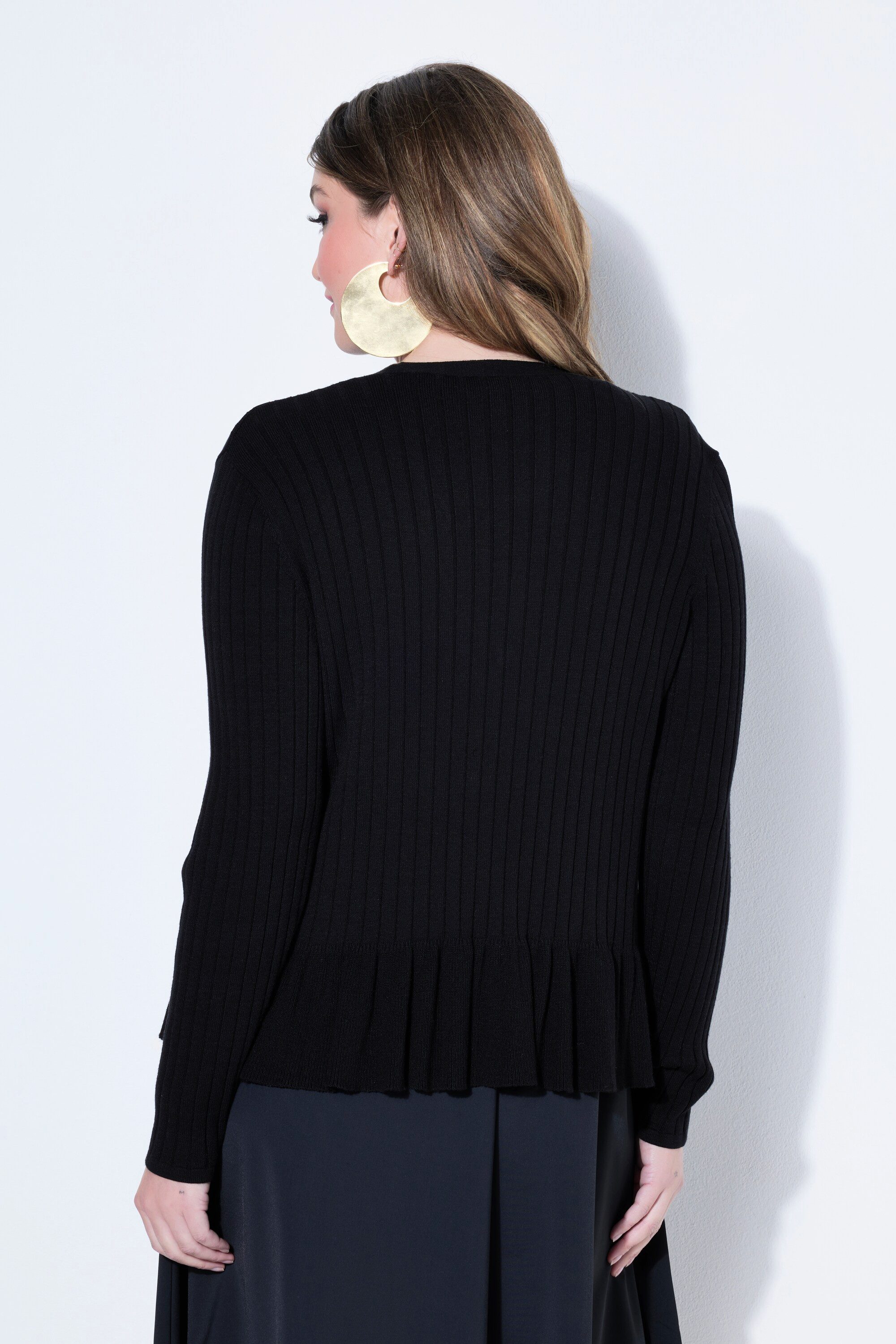 MIAMODA Strickjacke Strickjacke körpernahe Passform Volants