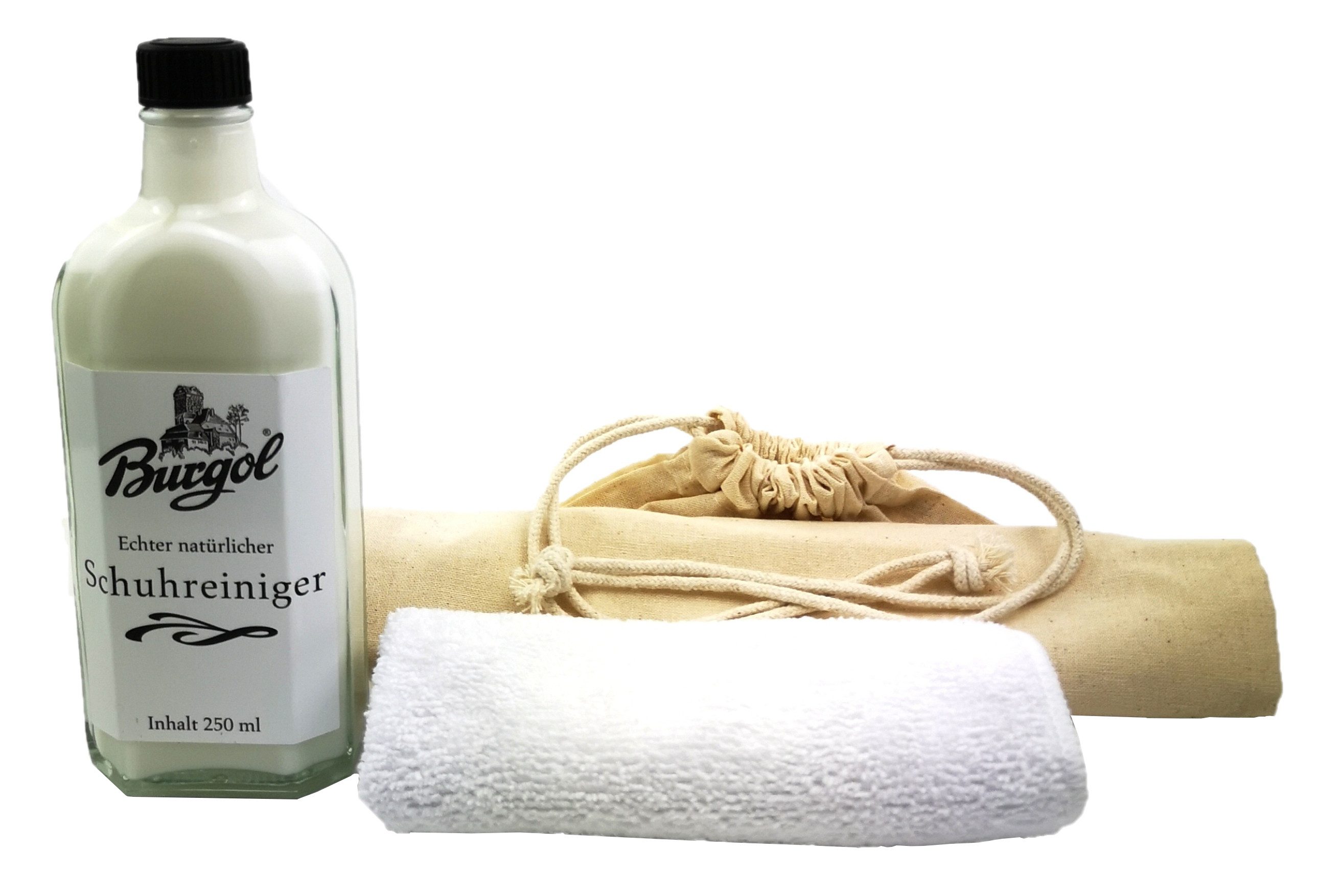 Hebold Schuhpflegeset Schuhreiniger mit Burgol Schuhreiniger Mikrofasertuch Schuhcreme