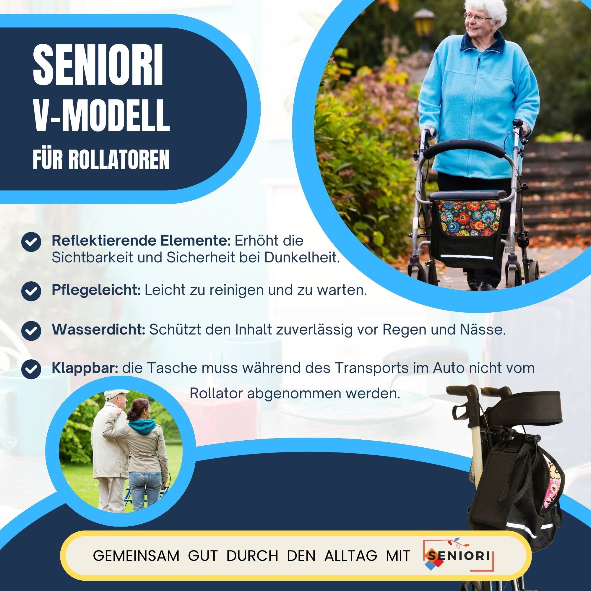 Seniori Aufbewahrungstasche SENIORI Rollator / Rollstuhl Tasche Rollatortasche Rollstuhltasche
