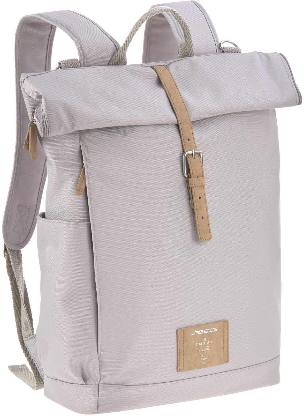 Green Grey, recyceltem Teil Label, LÄSSIG Material Wickelrucksack zum PETA-approved Rolltop, aus vegan;