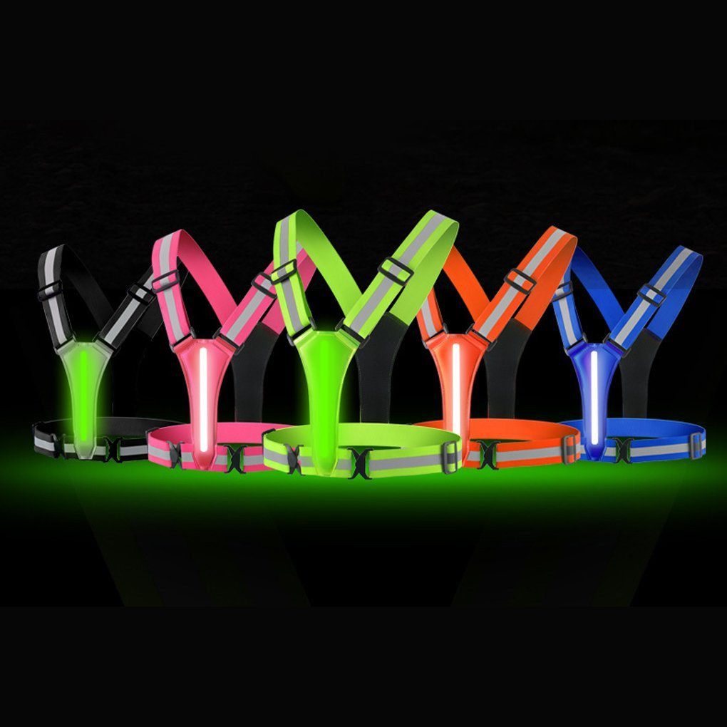 Blusmart Warnweste Warnweste LED reflektierende weste (Verstellbare Kleidung gut sichtbare Sicherheit) Für Nachtlauf, Radfahren usw.