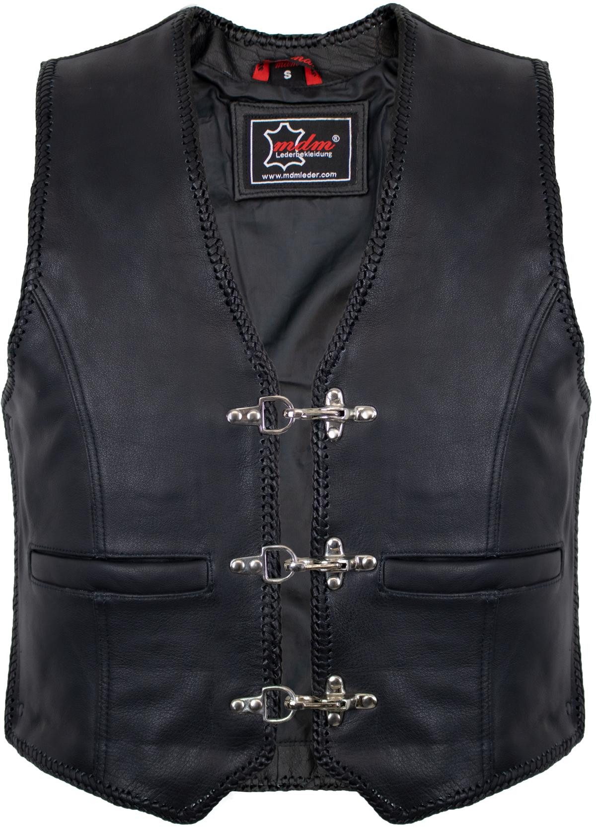 MDM Lederweste Herren Biker Lederkutte Herren Biker Weste an den Seiten erw günstig online kaufen