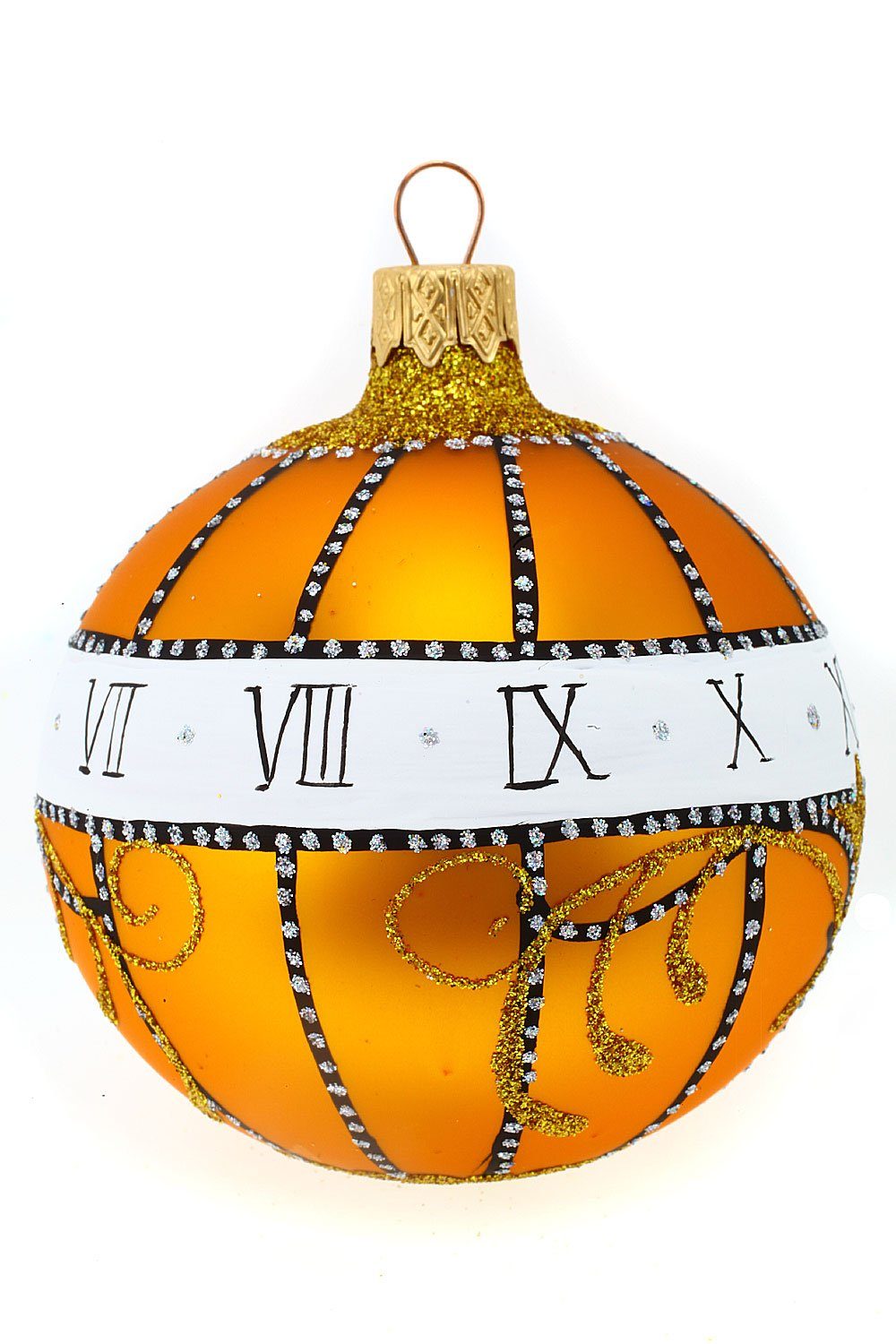 Hamburger Weihnachtskontor Weihnachtsbaumkugel Christbaumkugel à la Fabergé "Madonnenlilien", mundgeblasen - handdekoriert
