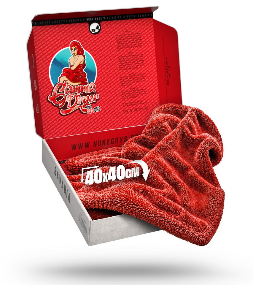Nuke Guys Microfaser Auto Trockentuch - Gamma Dryer S bis XXL Mikrofasertuch (Microfaser, 40x40 cm, 1-tlg., Gamma Dryer S - Rot - 40x40cm 1400GSM)
