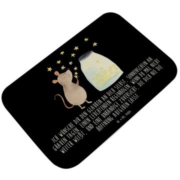 Badematte Maus Sterne - Schwarz - Geschenk, Duschvorleger, Badematte, Tiere, Du Mr. & Mrs. Panda, Höhe 1 mm, 100% Polyester, rechteckig, Saugstark