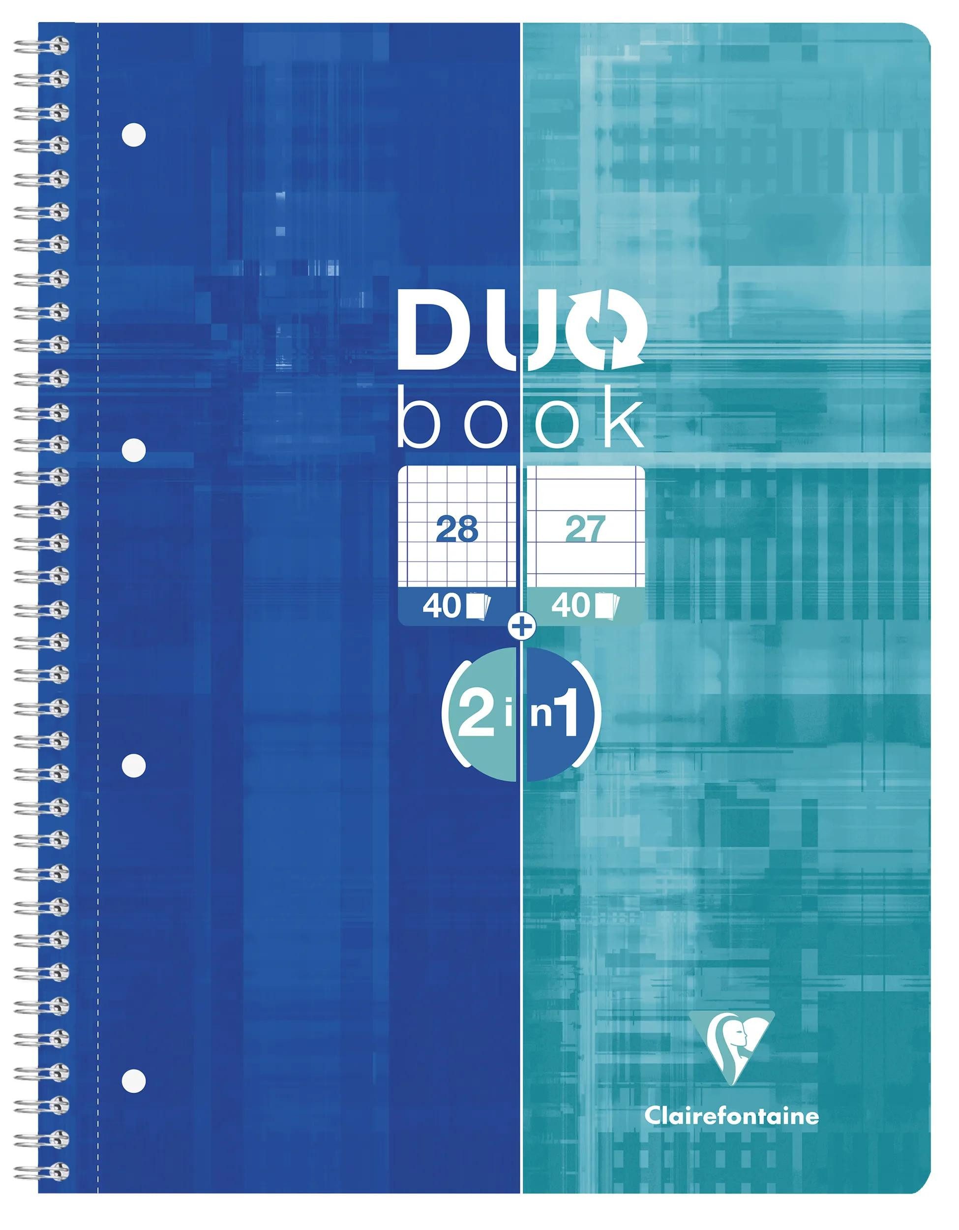 CLAIREFONTAINE Notizbuch 5x DUO book Collegeblock A4+ 40 Bl kariert + 40 Blatt Lin. 82578C, Clairefontaine Metric