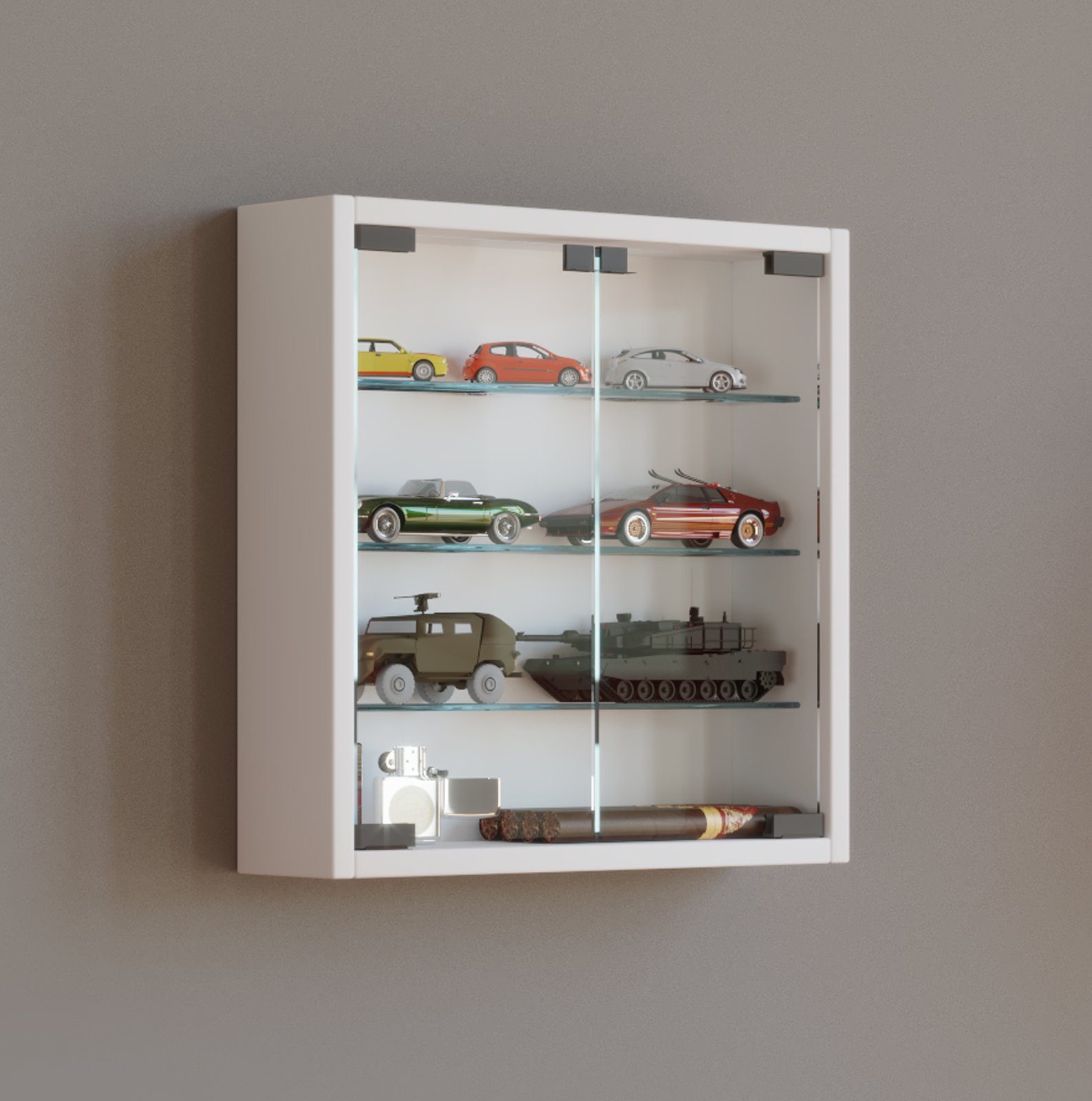 VCM Hängevitrine Mandosa B. 40 x T. 10 x H. 40 cm Präsentation und Aufbewahrung von Sammlerstücken, Wohnzimmer oder Büro – Bild 3 von 5
