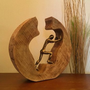 Moritz Skulptur Skulptur Push an Work 29x08x6cm, Dekoobjekt Holz, Tischdeko, Fensterdeko, Wanddeko, Holzdeko