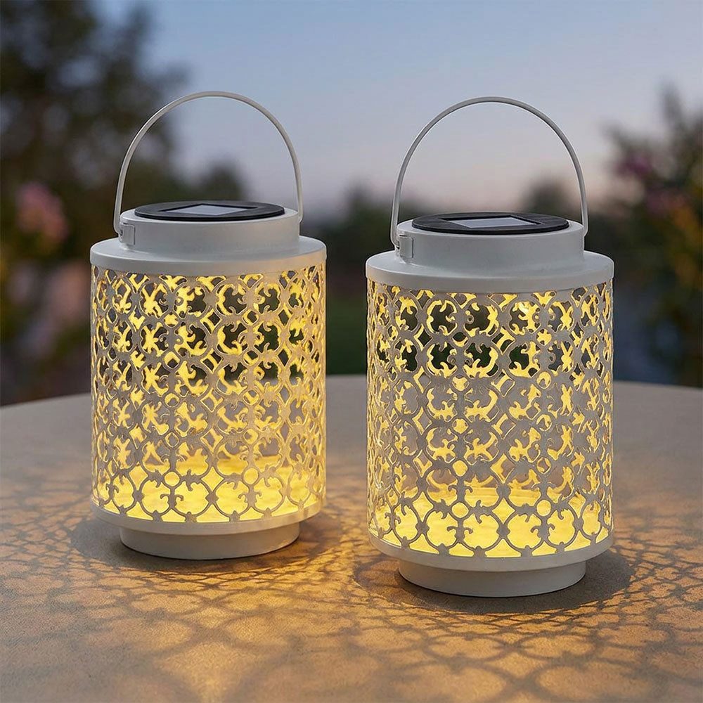 NOWA LED Solarleuchte, LED-Leuchtmittel fest verbaut, Solarlampe Außenleuchte Gartendeko LED Laterne orientalisch 2er Set