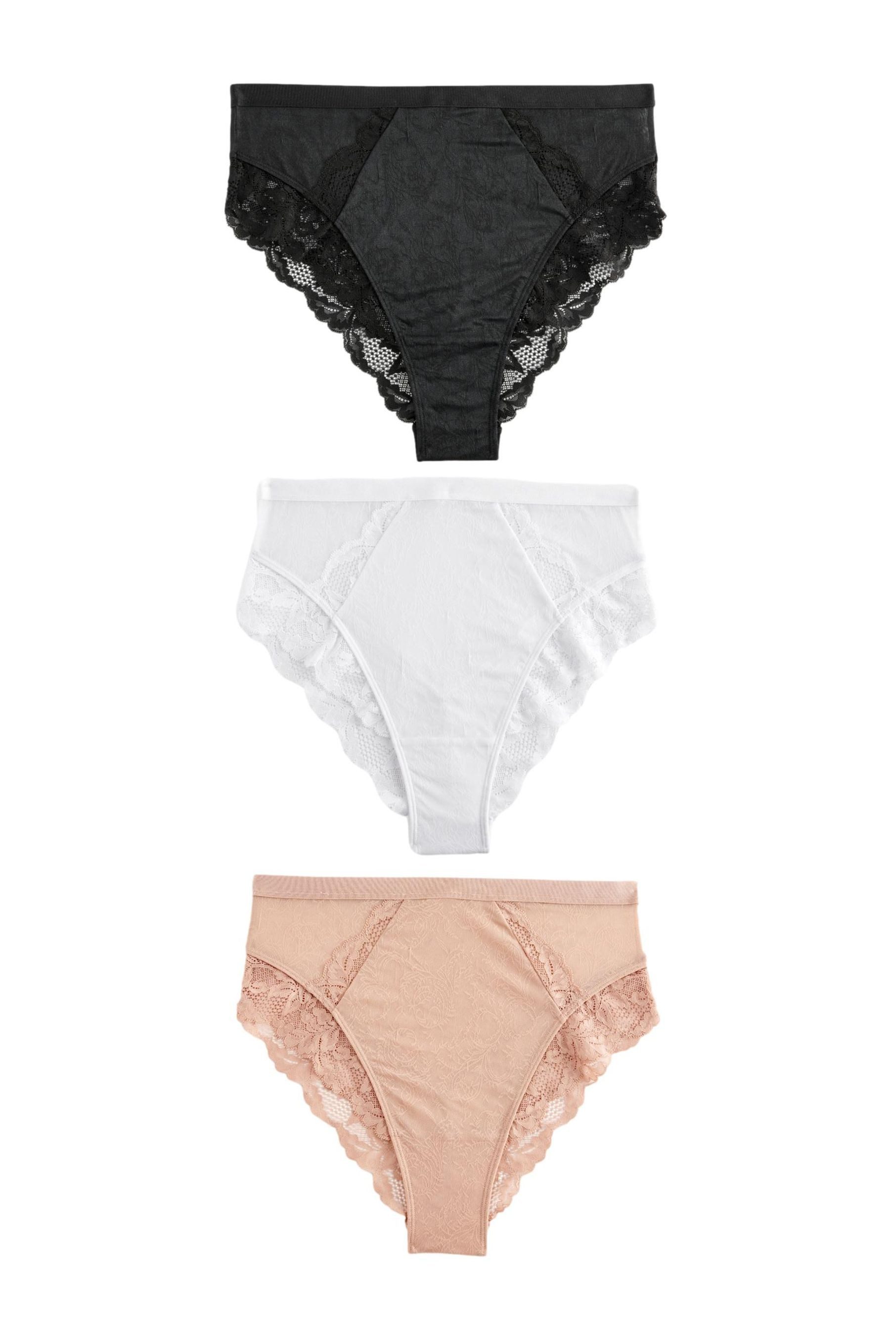 High-Waist-Slip 3er-Pack Rio-Slips mit Spitze und hohem Bund