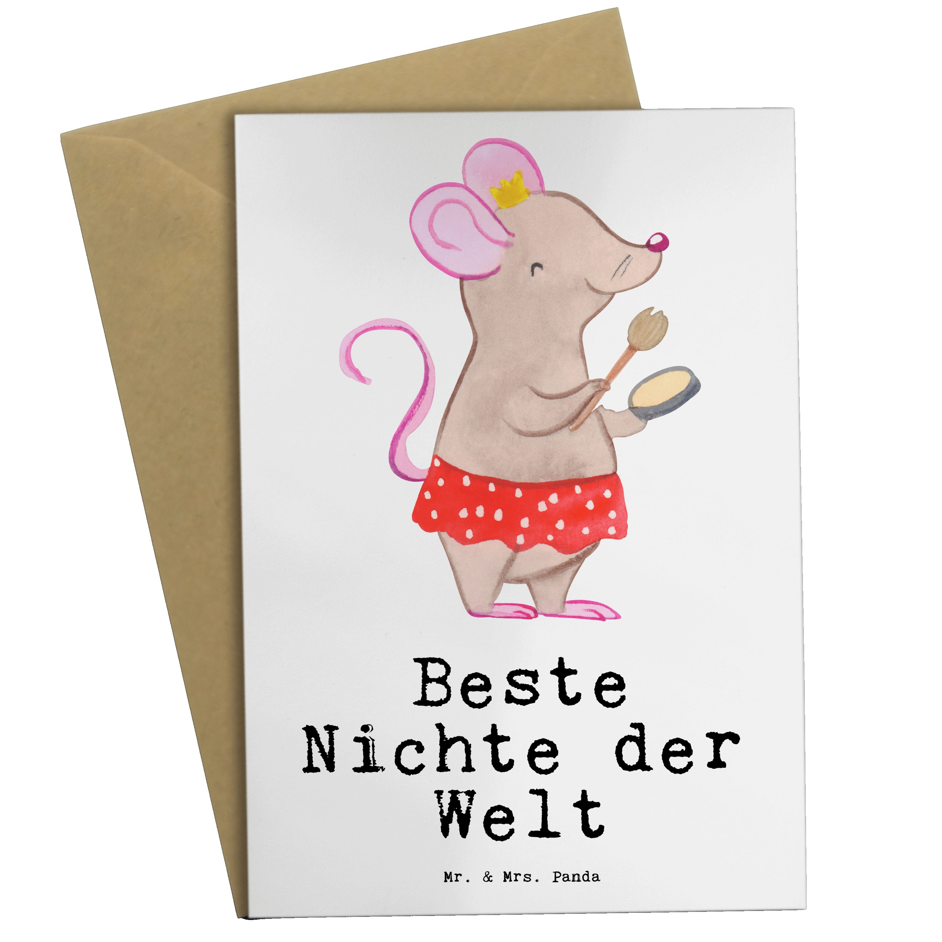 Mr. & Mrs. Panda Grußkarte Maus Beste Nichte der Welt - Weiß - Geschenk, Patenkind, Klappkarte