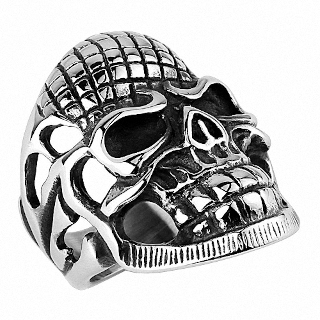 Fingerring Herren Ring Edelstahl Totenkopf Strinband Silber