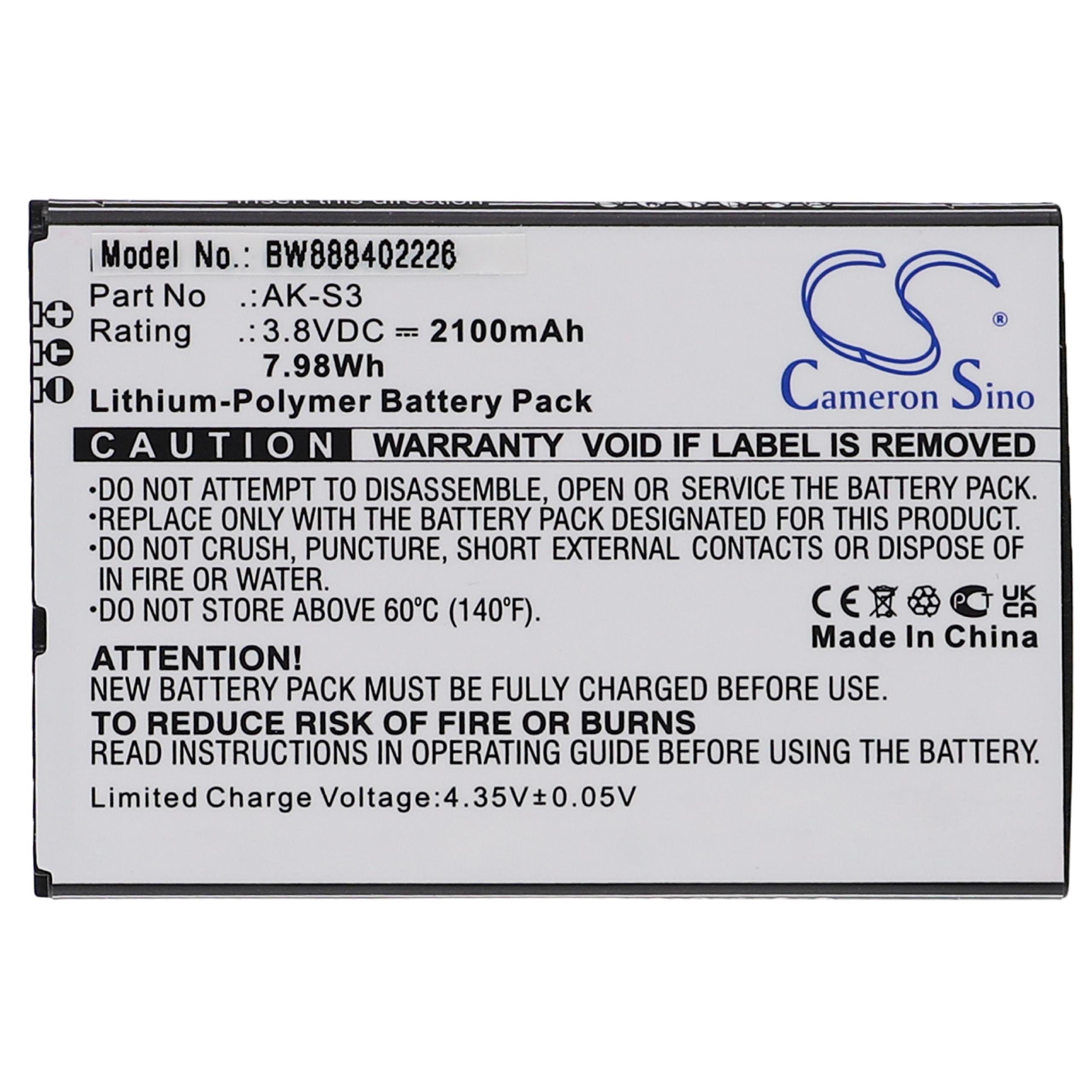 vhbw Akku passend für Emporia Smart 3 Smartphone / Mobilfunk (2100 mAh, 3,8 Smartphone-Akku Akku Li-Polymer 2100 mAh (3,8 V), Leistungsfähiger Austausch-Akku für Telefon, Smartphone