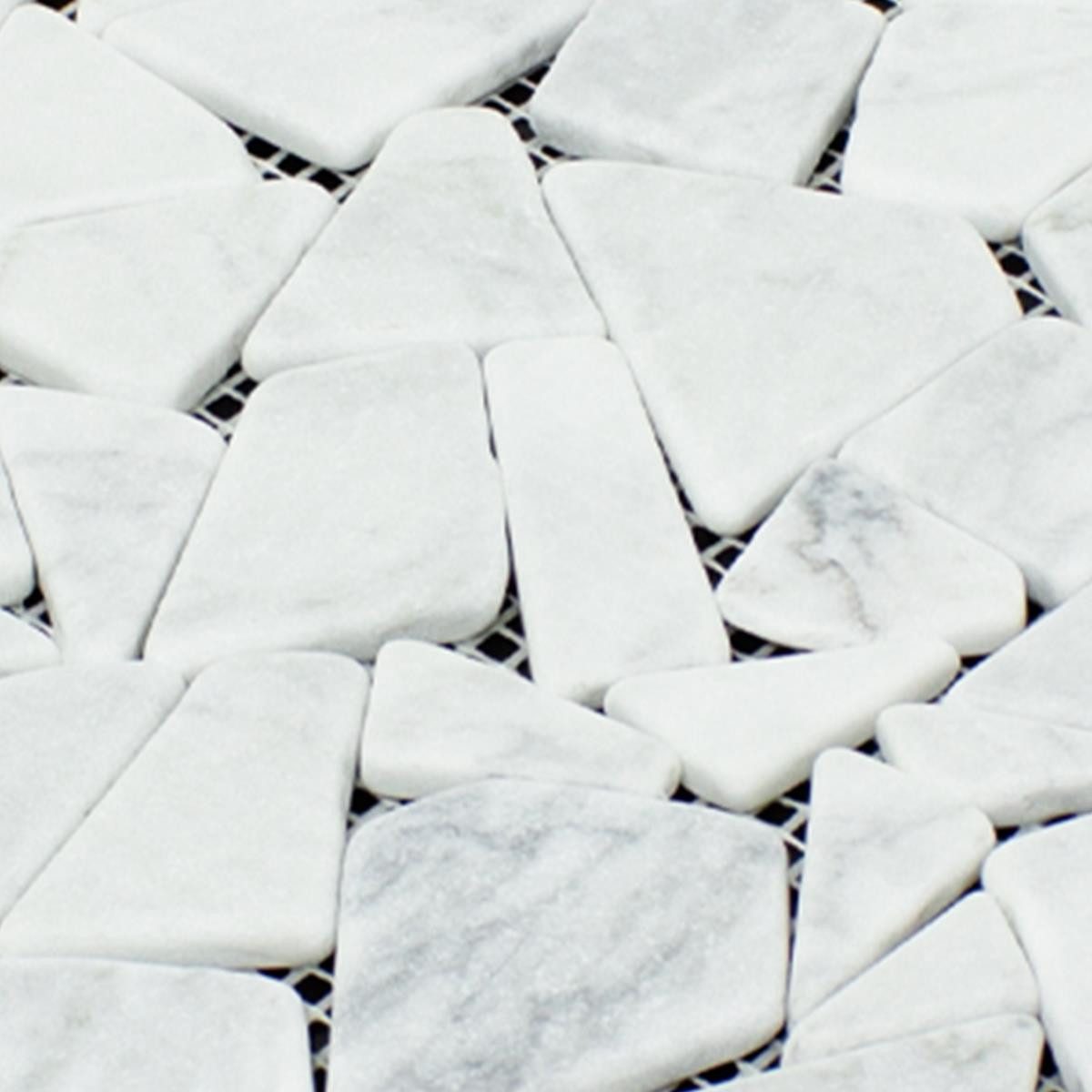Mosafil Mosaikfliesen Marmor Bruch Mosaikfliesen Mareblu Carrara Weiss, Naturstein-Marmor 30.500x30.500, weiß, Frostsicher - Wasserfest - Rutschfest
