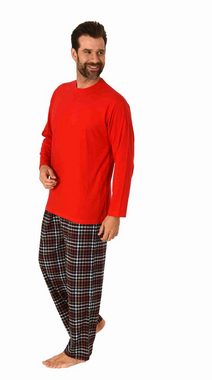 Trend by Normann Pyjama Herren Schlafanzug langarm mit Flanell Hose, Oberteil unifarben