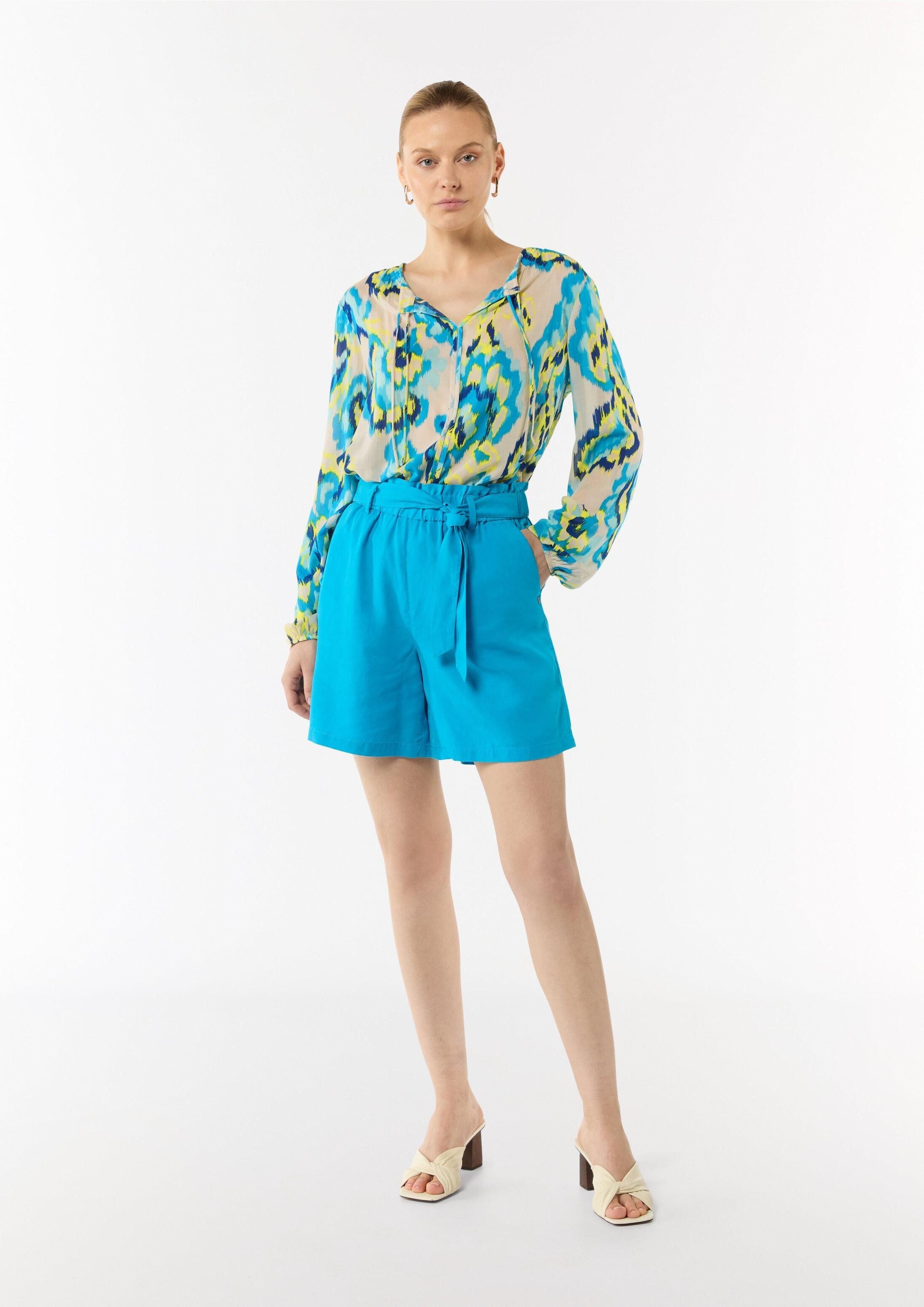 comma Langarmbluse Bluse Luftige Viskosebluse mit All-over-Print im Relaxed Fit
