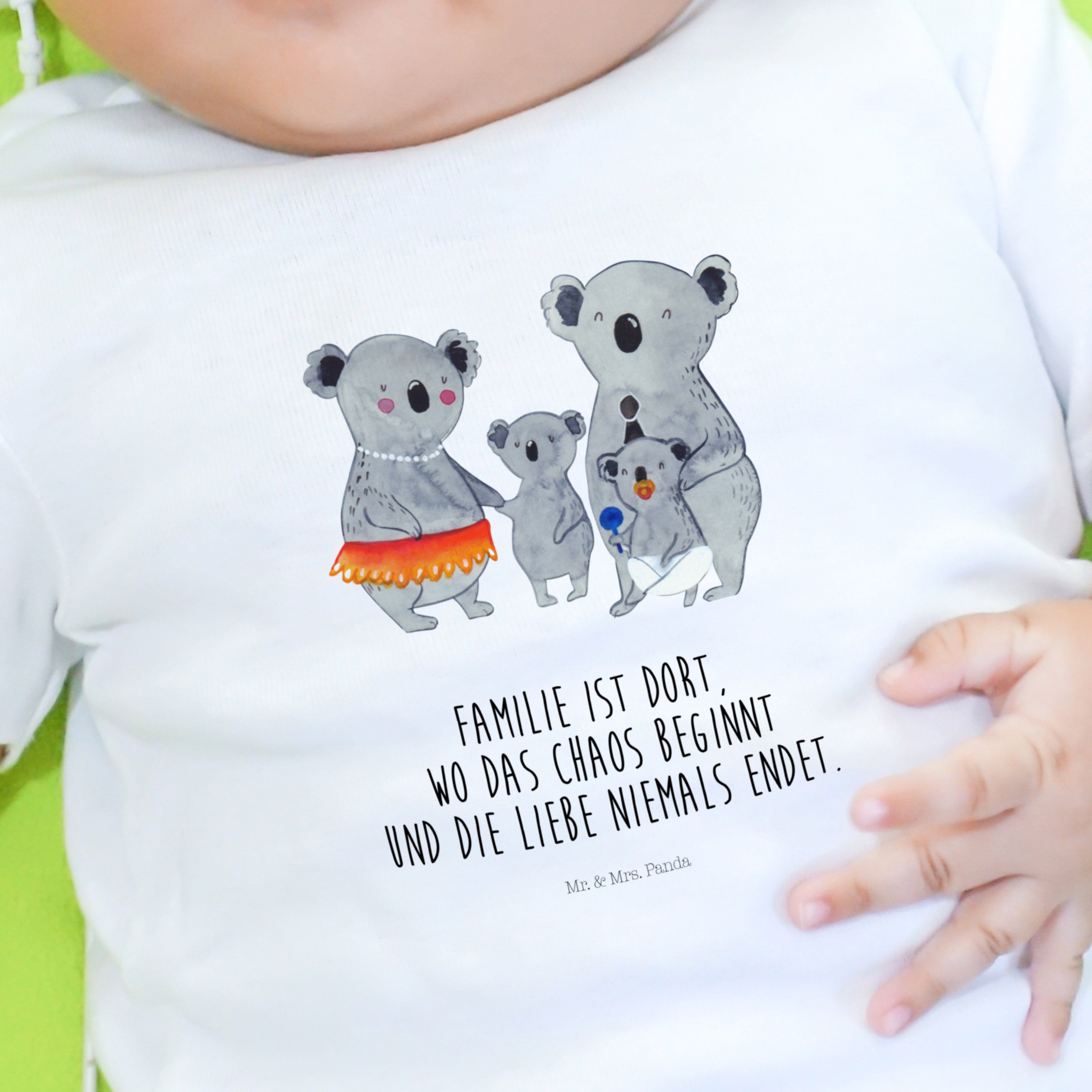 - Familie - Strampler Mr. Panda Mrs. Mama, (1-tlg) Muttertag, Papa, Koala & Geschenk, Weiß Familie Baby,