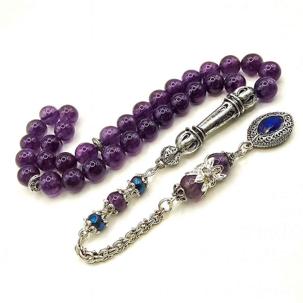M-Punkt24 Kettenanhänger Set Tesbih Tespih Armband (Amethyst 8 mm Rund, Geb günstig online kaufen