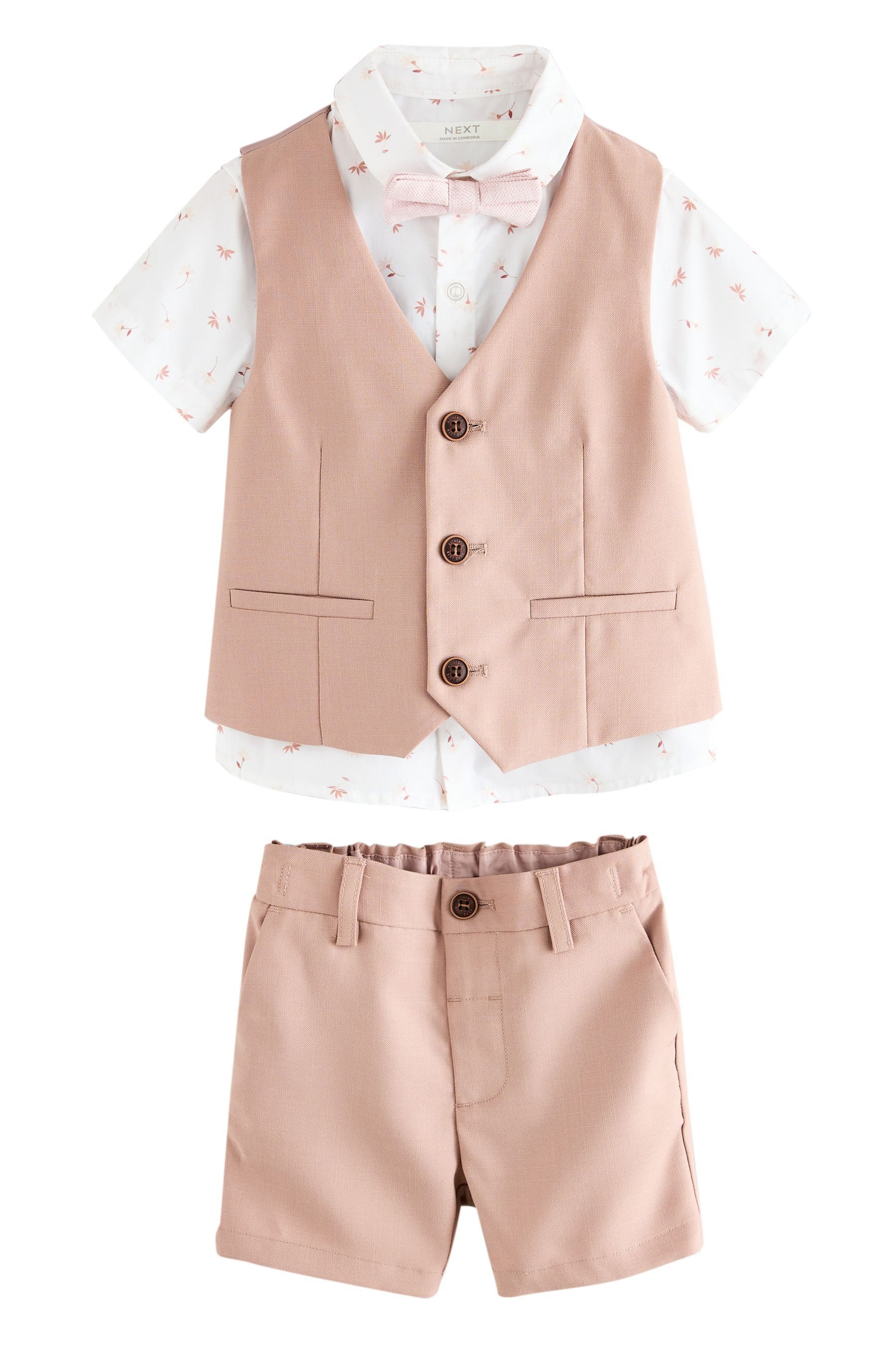 Next Weste, Hemd & Krawatte/Fliege Weste, Hemd, Shorts und Fliege, Set (4-tlg)