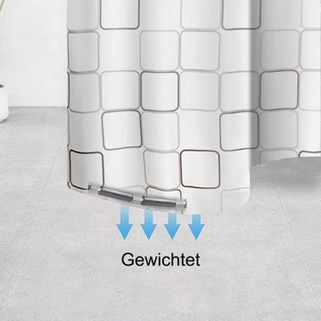 HomeBella Duschvorhang Geometrie Motiv Textil Antischimmel Schimmelresistent Wasserdicht (Anti-Bakteriell Wasserabweisend Stoff Polyester mit Gewicht), Waschbar für Dusche Badewanne, mit Duschvorhangringen