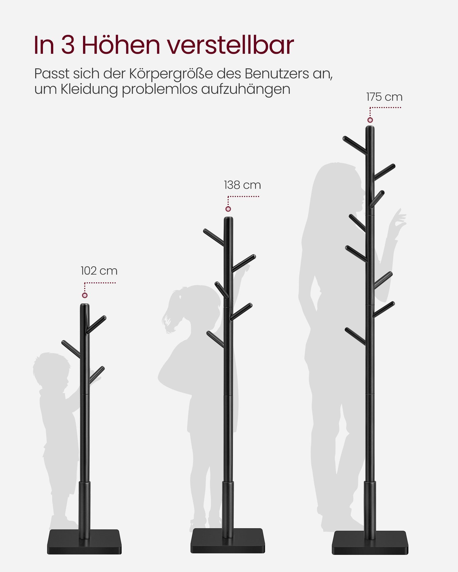 Garderobenständer Tintenschwarz 30 175 x x Kleiderständer, VASAGLE 30 Massivholz, cm