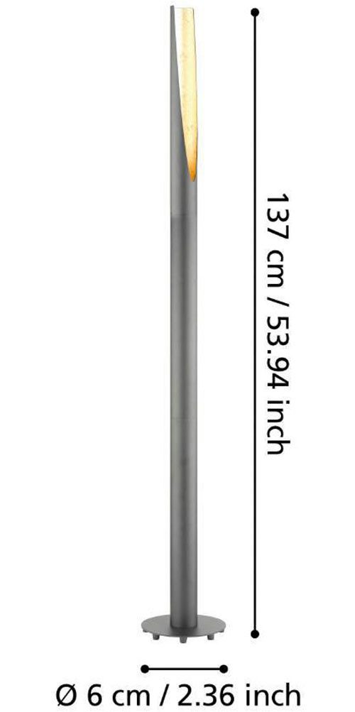 EGLO LED Stehlampe BARBOTTO, Ein-/Ausschalter, LED wechselbar, Warmweiß, Leuchte schwarz, gold / Ø6 x H137 cm / inkl. 1 x GU10 (je 4,5W)