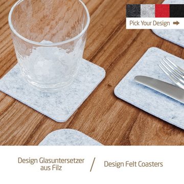Miqio Glasuntersetzer 10 er Set Filzuntersetzer 10 Glasuntersetzer mit Leder-Label 10cm, Zubehör für MIQIO Tischdekoration (Platzsetz, Glasuntersetzer, Tischsets, Tischläufer, Sitzkissen) und Einrichtungsartikel (Dekokissen), 10-tlg., Schadstoffgeprüft. Ökotex zertifiziert.