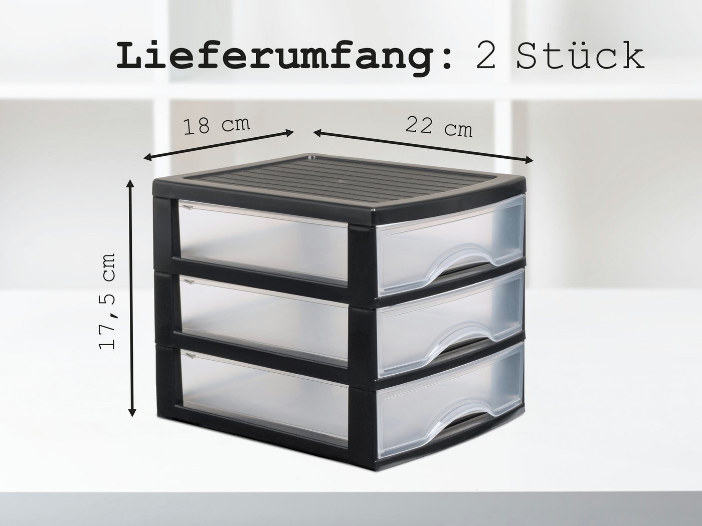 Thumbnail - Hausfelder Schubladenbox Schubladenschrank A5 2 Stk. mit 3 Schubladen, (2-St., A5 mit 3 Schubladen), leicht zu reinigen,...