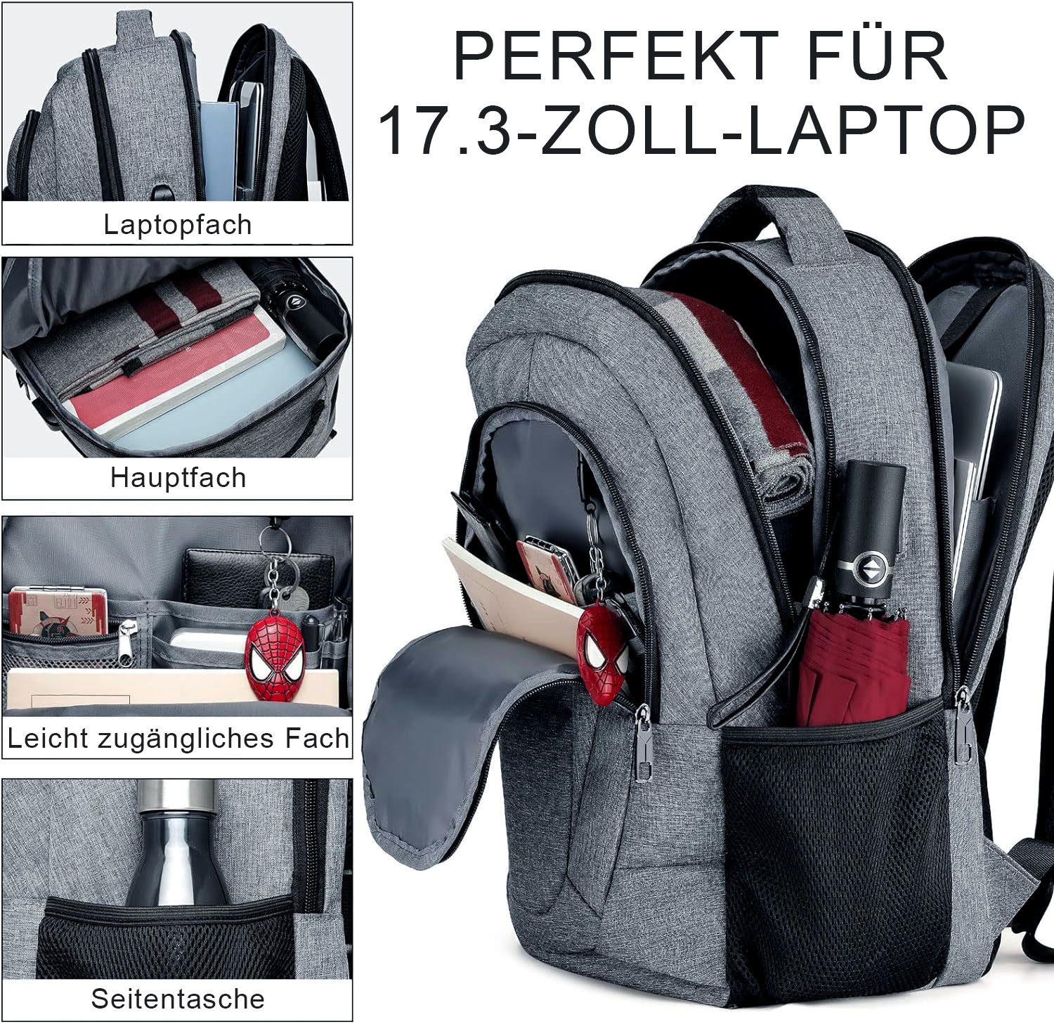OKWISH Laptoprucksack Rucksäcke Schulrucksack Business Rucksack Freizeitrucksack (Notebook Tasche Uni Rucksack, 1-tlg., Anti-Diebstahl, Backpack mit Laptopfach, – Bild 2 von 5