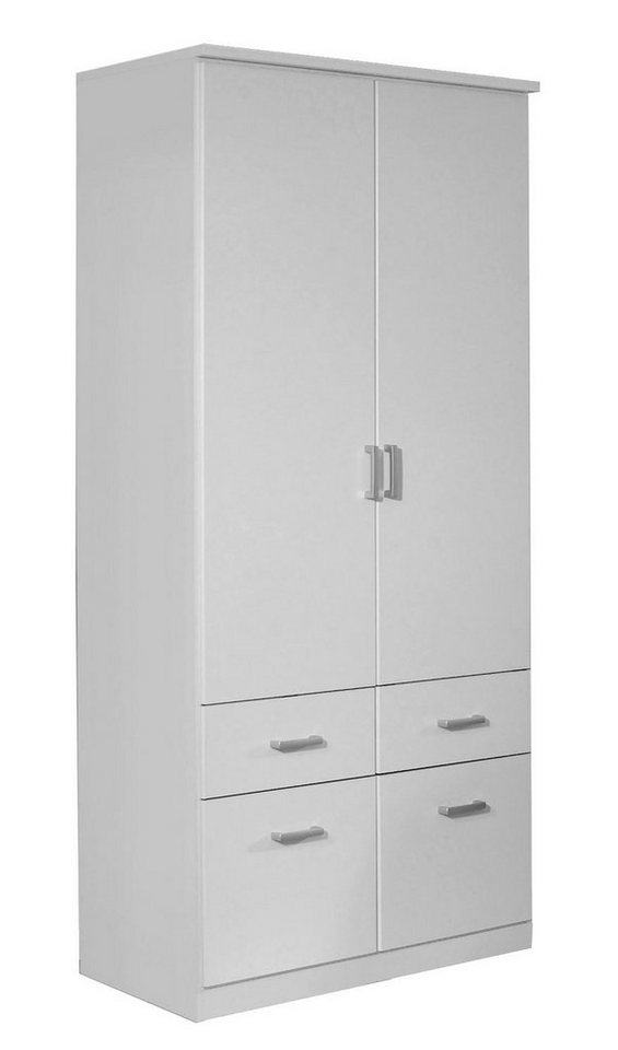 rauch Drehtürenschrank BREMEN, B 91 cm x H 199 cm, Alpinweiß, 2 Türen, 4  Schubladen