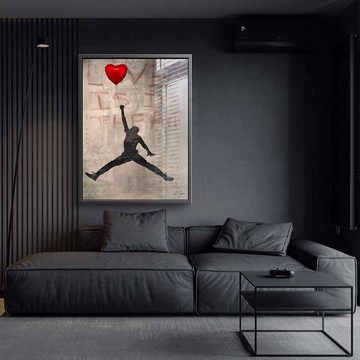 DOTCOMCANVAS® Acrylglasbild Jordan Love - Acrylglas, Acrylglasbild Michael Jordan NBA Basketball Banksy Love is in the air