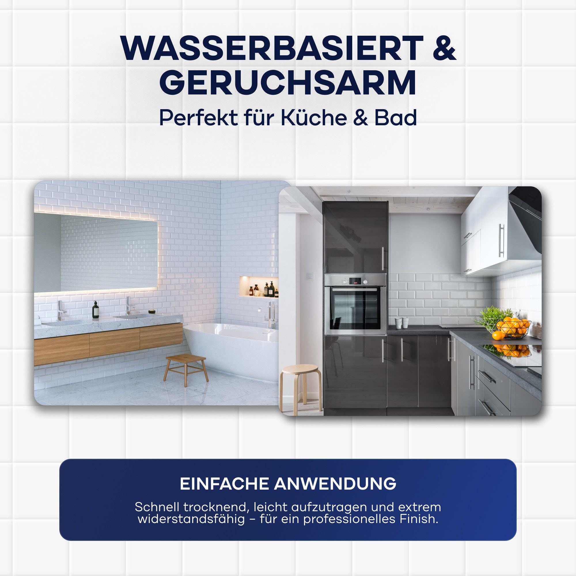 plid Fliesenlack Premium Fliesenlack Fliesen Lack Fliesenfarbe Anlauger Lackierset, schnelltrocknend, spritzwasserbeständig, verarbeitungsfertig