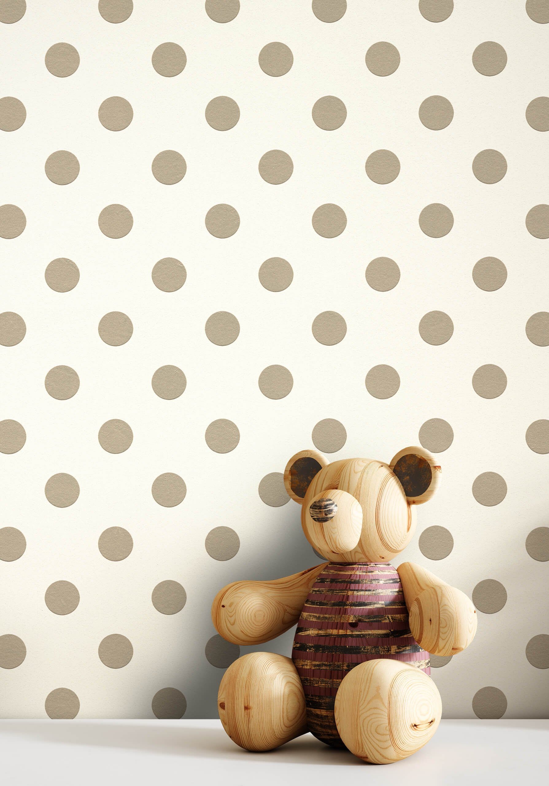Newroom Vliestapete, Creme Tapete Kinder Punkte - Kinderzimmertapete Punktetapete Grau Grafisch Geometrisch Gepunktet Pünktchen für Kinderzimmer Jugendzimmer Babyzimmer, Kinderzimmertapete, Punktetapete