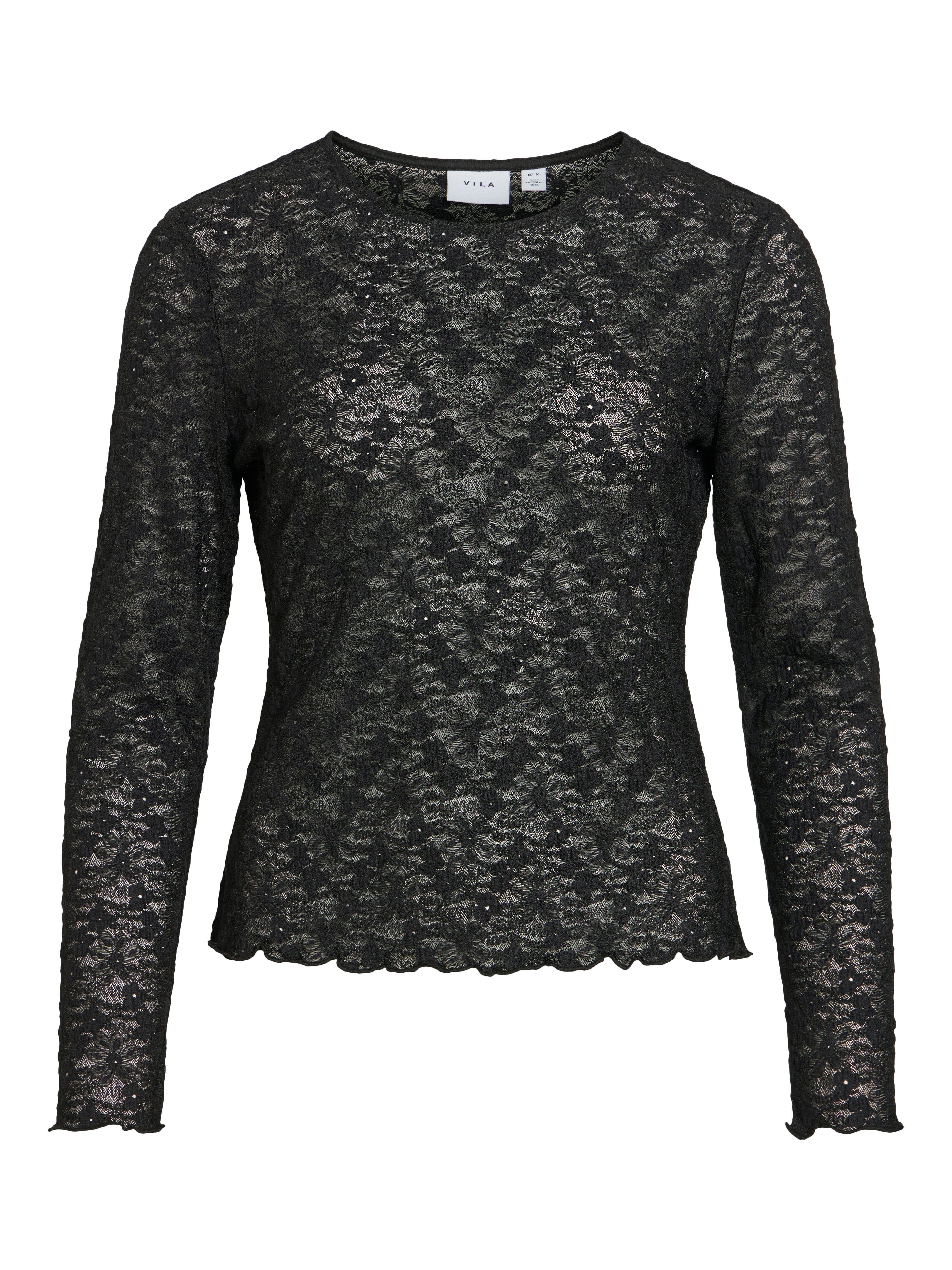 Spitzenshirt VIFAY O-NECK L/S TOP - NOOS
