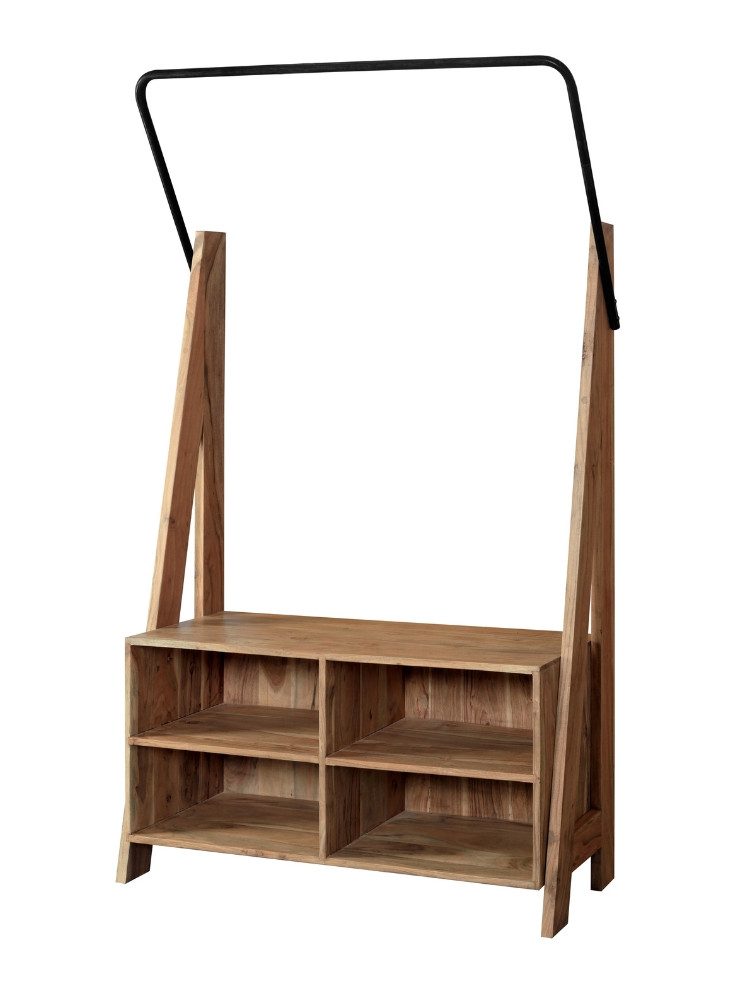 WOLF MÖBEL Garderobenhalter TUCSON Garderobe mit 4 Fächer und Kleiderstange Eisen (113/ 35/ 180), TUCSON Garderobe mit 4 Fächer und Kleiderstange Eisen