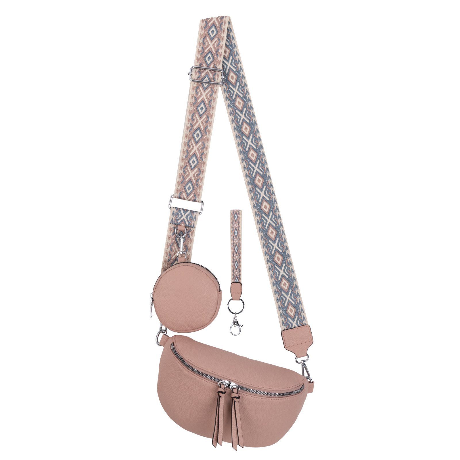 Gürteltasche Schultertasche, EAAKIE tragbar PINK CrossOver, Crossbody-Bag als Umhängetasche Hüfttasche Bauchtasche Umhängetasche Italy-D, Kunstleder