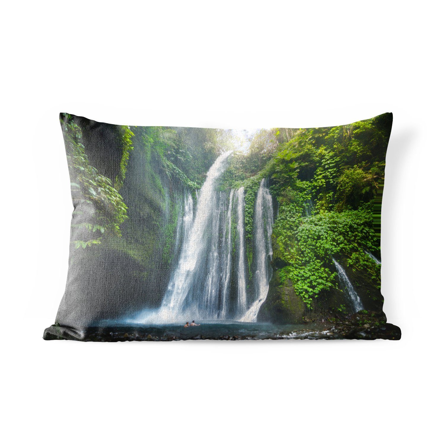 MuchoWow Dekokissen Lombok Wasserfall, Outdoor-Dekorationskissen, Polyester, Dekokissenbezug, Kissenhülle