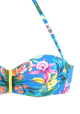Venice Beach Bügel-Bandeau-Bikini-Top Hanni, mit tropischem Print und gelben Details
