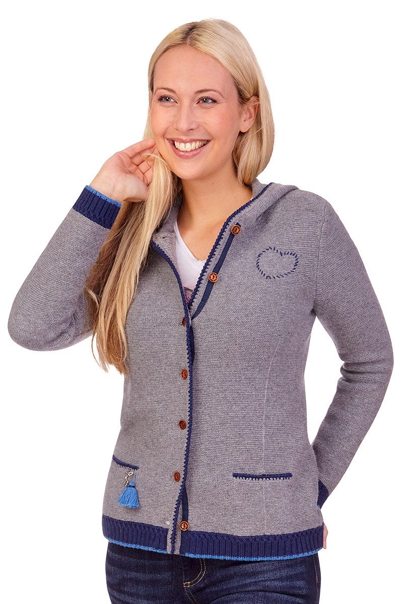 Spieth & Wensky Trachtenstrickjacke Trachten Strickjacke - TIWA - hellgrau, nuss
