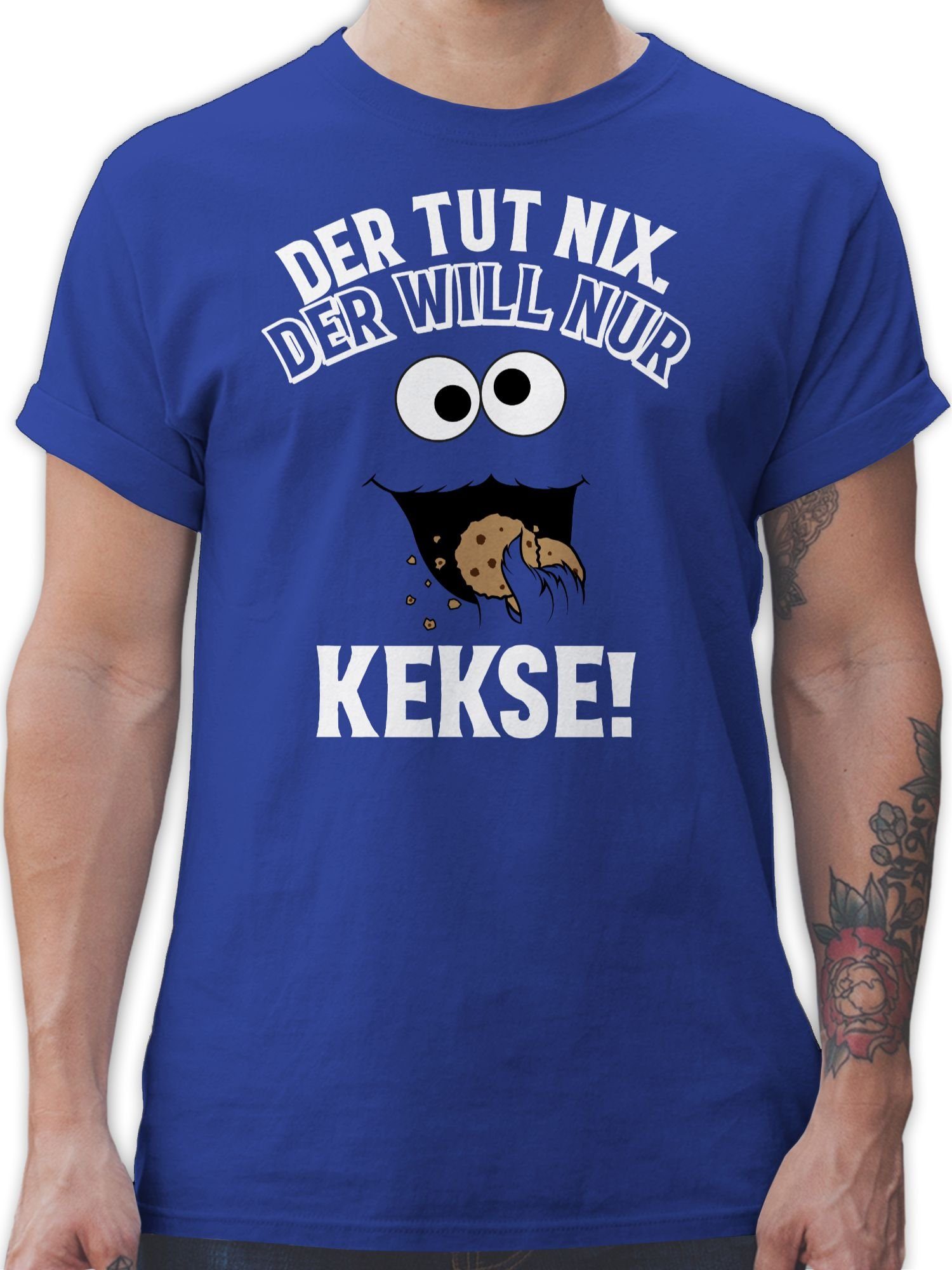 Outfit Royalblau Karneval nix. T-Shirt will nur tut - Der 1 weiß/schwarz Shirtracer Der Kekse!