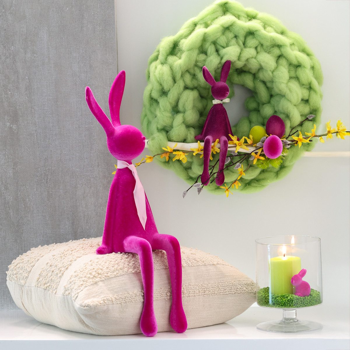 Viana Osterhase Kantenhocker Osterhase Figur für fröhliche Frühlingsdeko, 4 Stück