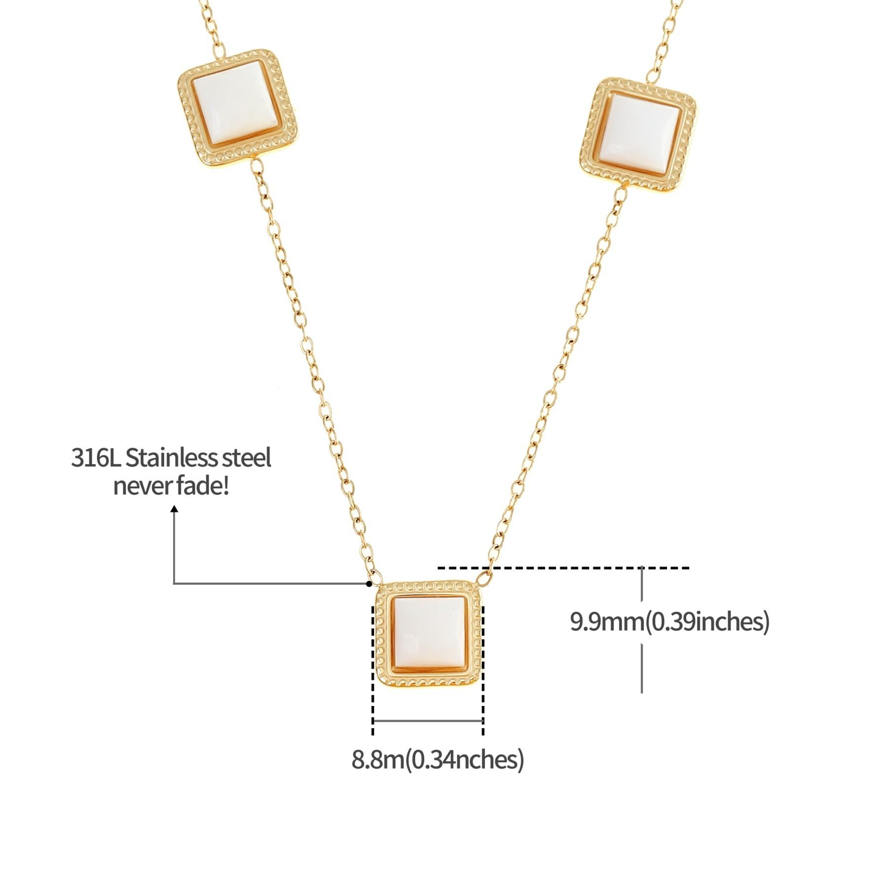 Made by Nami Edelstahlkette Damen Gold mit Viereckigen Edelsteinen aus Chirurgischem Edelstahl, Damen Geschenke für Frauen Hypoallergen Wasserfester Schmuck für Mama