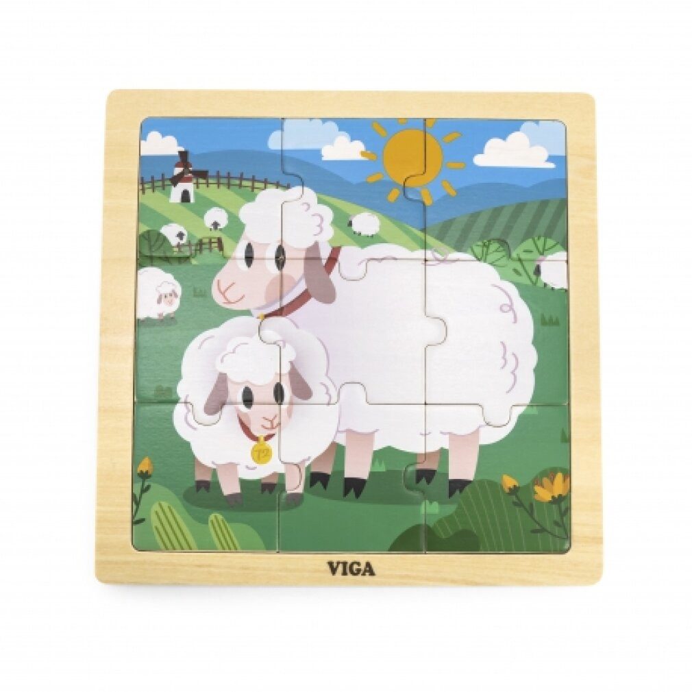Viga® Holzspielzeug Puzzle Viga Holzpuzzle Schäfchen 9 Teile, Puzzleteile
